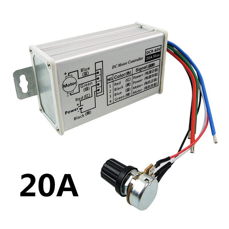 Puly PWM DC Motor Speed Controller, Brush Motor Driver Controls Module DC 9V-60V 12V 24V 36V 48V 60V Motor Pulse Width Modulator Regulator 20A 1200W PWM Monitor Dimmer Governor - Image 2